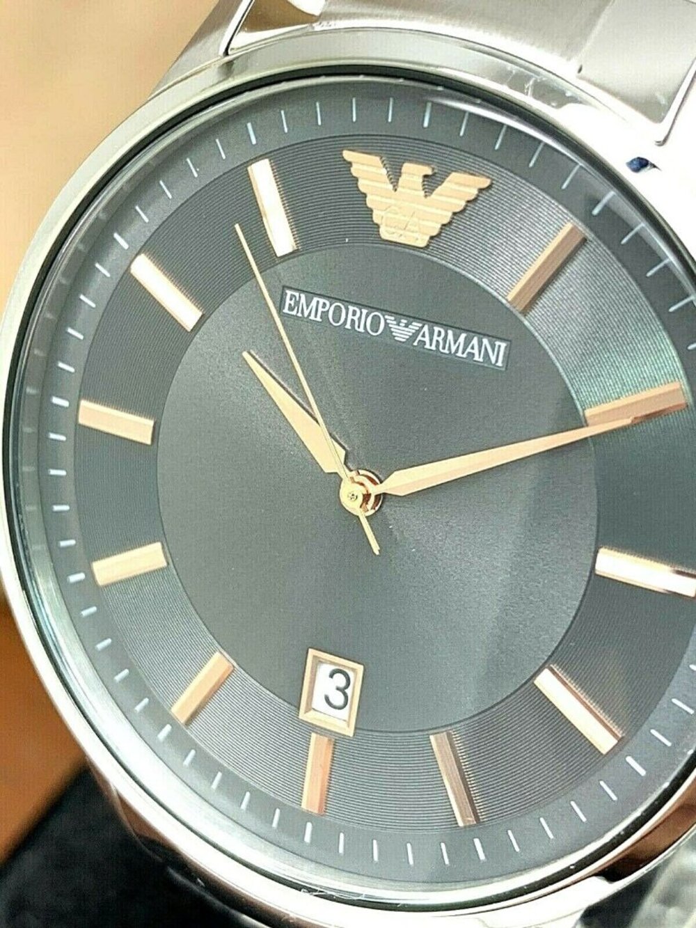 Emporio Armani Men's Watch AR11179 Quartz Gray Dial Silver Stainless Steel 43mm